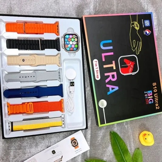 S10 Ultra 2 Smart Watch For Kids & Adults | 7 Stylish Straps | Titanium Body | Magnetic Charger | Water Resistant